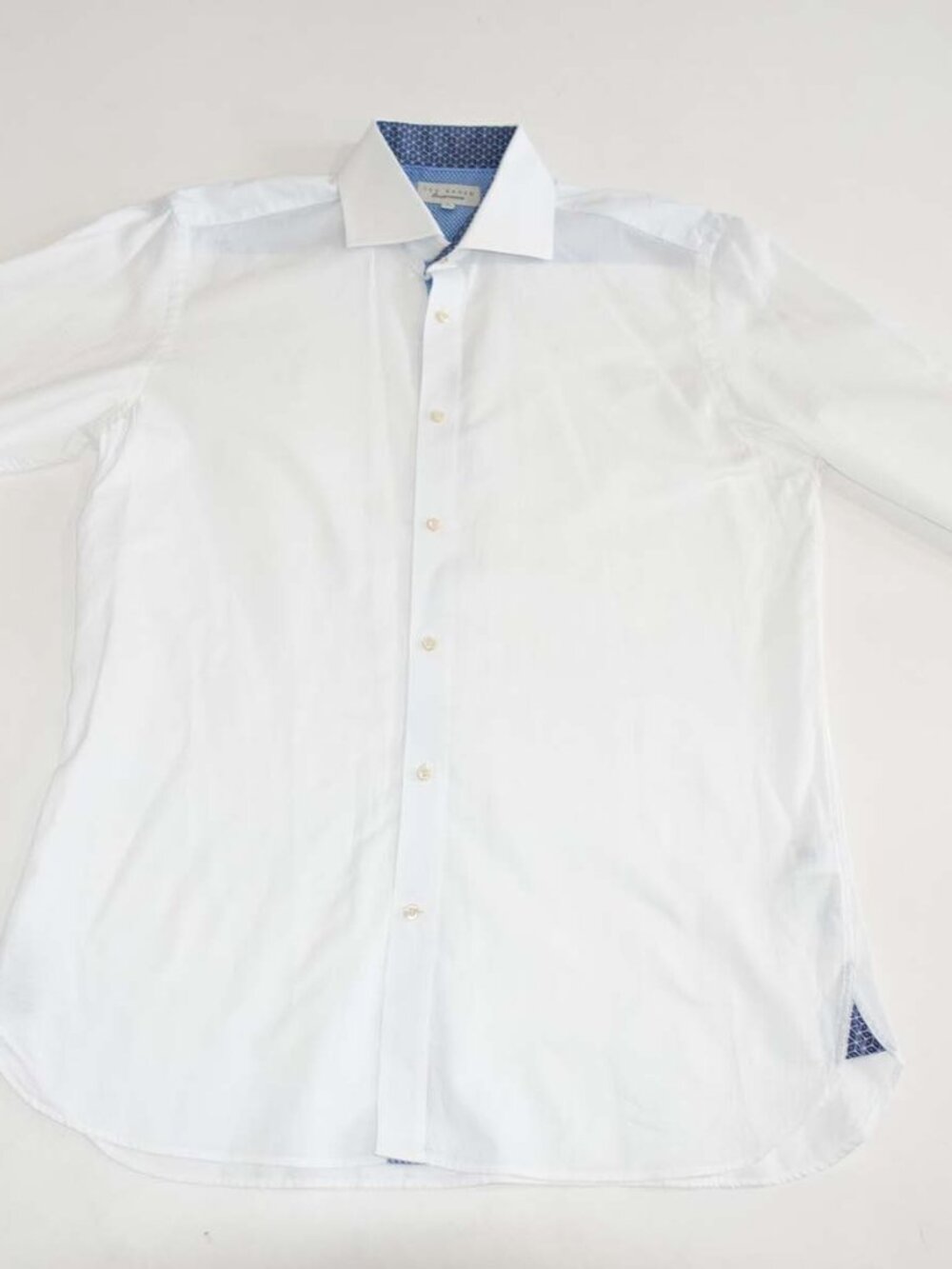 Ted Baker Endurance Men's Dress Shirt 16 - 34 / 35 White Blue French Cuffs